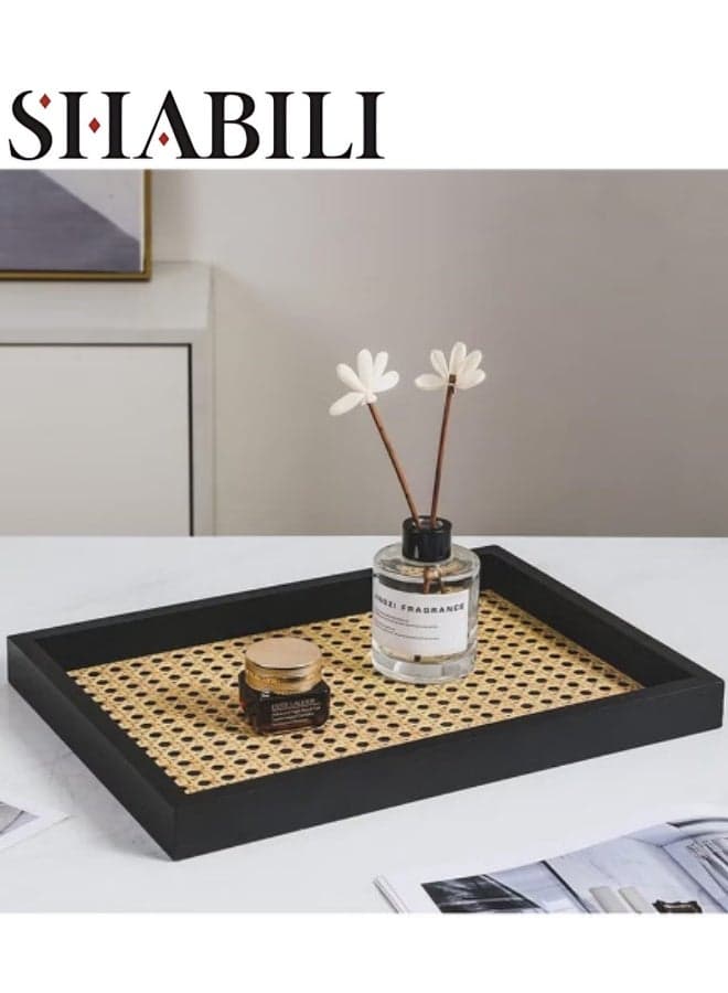 Rectangular Decorative Tray,Dresser Jewelry Ring Dish Tank Storage Kitchen Countertop Organizer Plate Holder for Perfume Towel Bathroom Accessories, Coffee Table Tray for Living Room, Bathroom,1 Pack