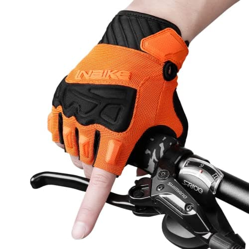 INBIKE Cycling Bike Gloves - Padded Half Finger Bicycle Gloves with Shock-Absorbing, Anti-Slip, Breathable MTB & Road Biking Features for Men & Women