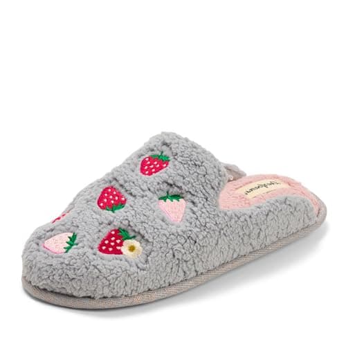 Dearfoams Women's Novelty Gift Teddy Sherpa Scuff Slip on House Shoe, Strawberry Icon, L