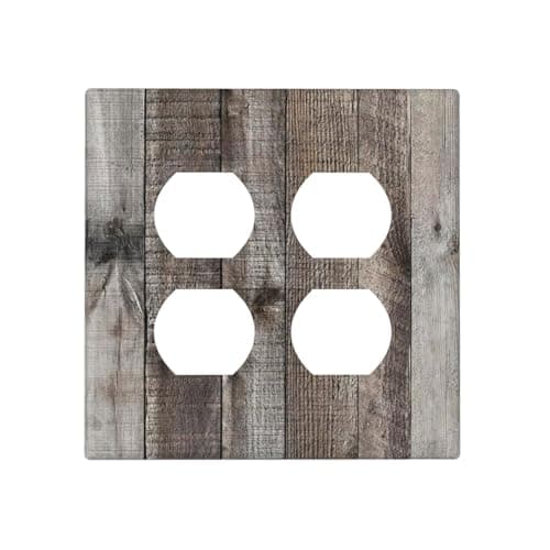 Dark Brown Farm Rusitc Wood Wooden 2 Gang Double Duplex Light Switch Cover Dual Device Receptacle Outlet Wall Plate Decorative Faceplate