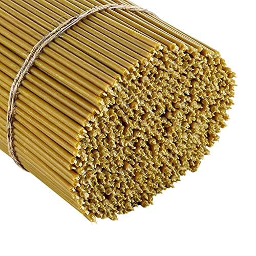 Danilovo Pure Beeswax Candles - Honey-Scented, Decorative Thin Taper Candles - Ideal for Birthday Decoration or Church Prayers - Drip Free, Tall & Smokeless Pack of 100 pcs, 6.5 x 0.22 inch