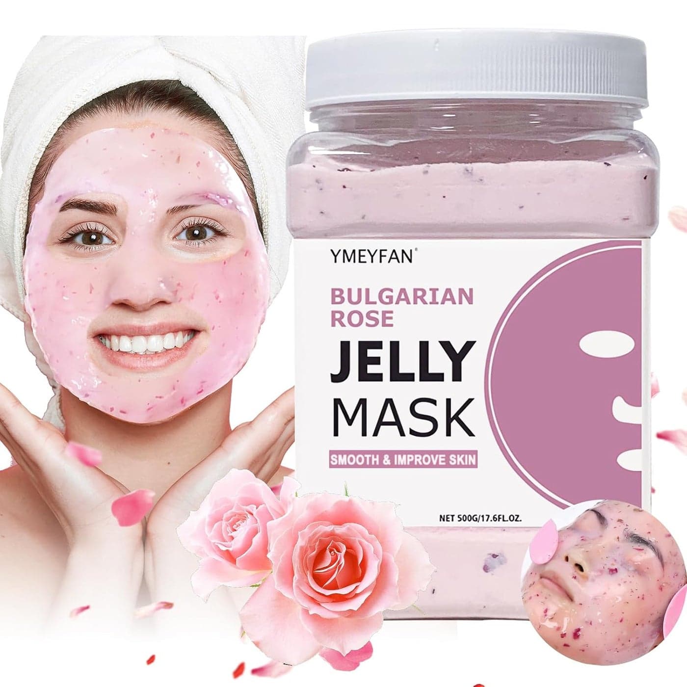 Jelly Mask for Facial Professional Bulgarian Rose Smooth Face Mask Skin Care Hydrated Nourished Jelly Mask Powder Gel Peel Off Mask for DIY Spa Salon 176Fl Oz