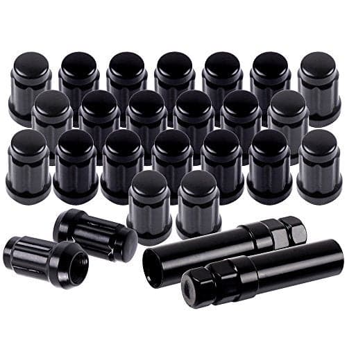 SCITOO M12x1.5 Wheel Lug Nuts,24PCS with 2 Keys Lug Nuts Black, Spline for Drive Close End Socket Key, 12mmx1.5 Thread 35mm Tall Fits for Toyota for Tacoma for Tundra FJ Cruiser 1997-2016