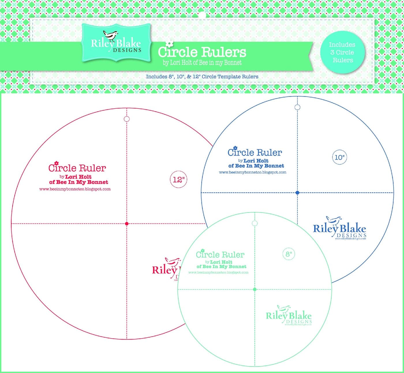 RILEY BLAKE DESIGNS Riley Blake Ruler 8 10 12 Clear