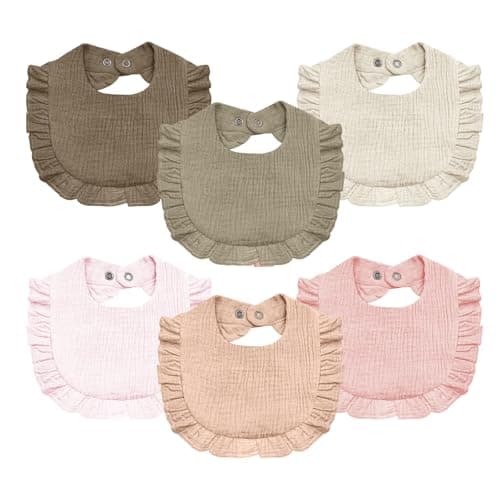 NISXABEBE Baby Muslin Bibs6 Pcs Drool Bandana Bibs for Baby Girl Drooling and TeethingSoft and Absorbent Cotton for Newborn Toddler