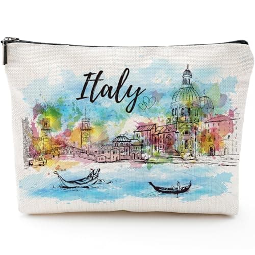 Sitsink Italy Souvenirs Travel Essentials - Venice Scene Italy Gifts for Women, Italy Trip Souvenir Small Makeup Bag for Purse, Watercolor Italian Themed Birthday Christmas Gifts for Friends Family