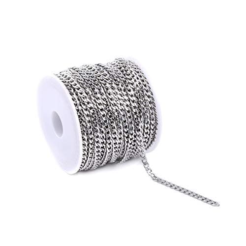 33Feet Stainless Steel Chunky Curb Chains Twisted Links Chain Bulk with Spool for Jewelry Making