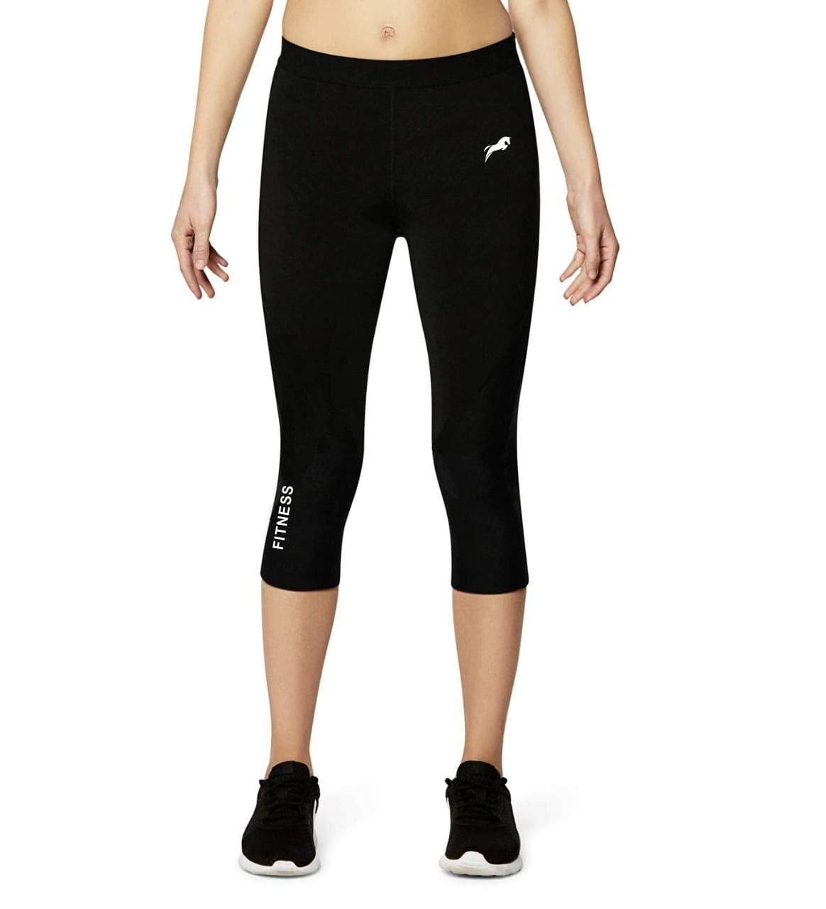 JUST RIDER 3/4th Lower Compression Tight Non-Padded Unisex & Compression Skin Tights Base Lower Non-Padded Unisex Half Shorts Plain Black for Fitness, Exercise & Others - Combo Pack (XL, Black)