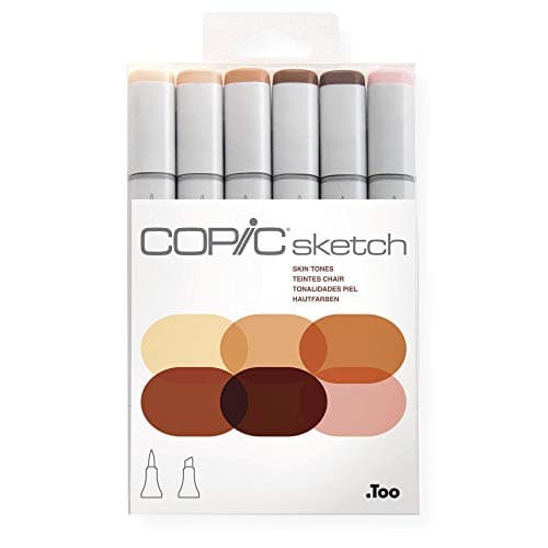 Copic Markers 6-Piece Broad Sketch Set, Skin Tones I