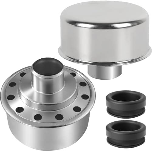 2Pack Calvana Round PushIn Breather with 1 Tube for 114 Hole in Valve Cover Includes Grommet Compatible with Spectre 4276 Fits SBC BBC SBF 327 350 302 454 and 502