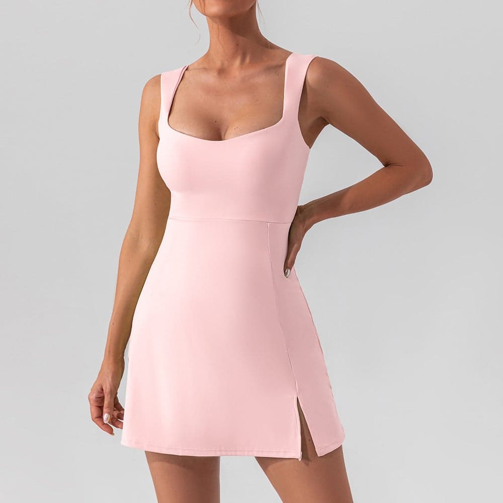 New Spaghetti Strap Sleeveless Yoga Tennis Dress, Lightweight And Breathable Outdoor Golf Sports Dress For Women — S/4