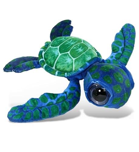 DolliBu Blue Sea Turtle Super Soft Stuffed Animal Cute Realistic Stuffed Animals for Girls Boys and Adults Animal Gifts Kids Ocean Nursery Decor for Newborn Cuddly Wild Baby Plush Toys 10 Inches
