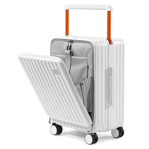 Joyway Hardshell Carry on Luggage with Front Pocket, Lightweight Hardside 20 Inch Suitcase with Spinner Wheels and TSA Lock (White, Carry on Luggage-20 Inch)