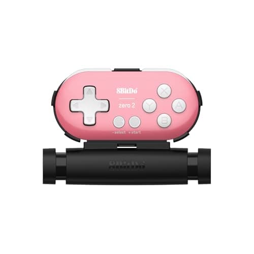 8Bitdo Zero 2 Bluetooth Gamepad Keychain Sized Mini Controller with Mobile Clip for Switch, Windows, Android (Pink Edition)