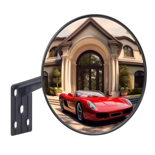 Convex Mirror Outdoor with Adjustable Fixing Bracket,Truck Rearview Mirror, Driveway Mirror, Garage Park Blindspot Traffic Mirror for Retail Stores, Warehouses Office 8inch