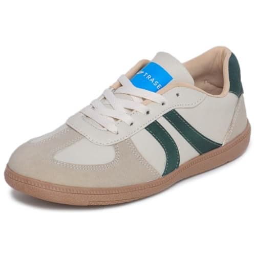 TRASE Casual Sneaker Shoes for Women | Soft Cushioned Insole | Sneakers for Woman | Lightweight | Comfortable | Stylish, Trendy Girls and Women Sneakers with Laces (Cream-Green, 7 UK)