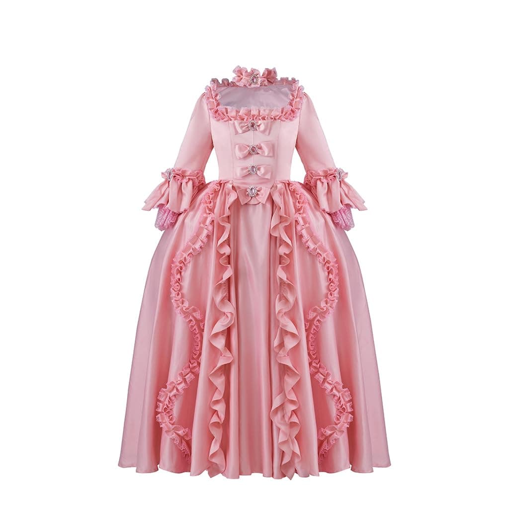 MelangCos Womens 18th Century Rococo Costume Marie Antoinette Pink Princess Dress Court Ball Gown Pink M
