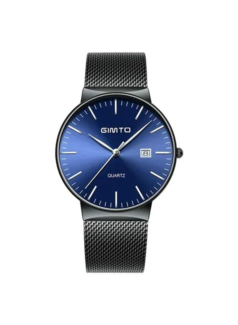 Mens Watches Fashion Casual Stainless Steel Analog Watch Gents Black Simple Ultra-Thin Date Dress Wristwatch