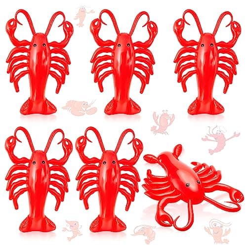 Juexica 6 Pcs 20 Inches Inflatable Lobsters Blow up Crawfish Party Decorations Crawfish Boil Decorations Aquatic Animal Lobsters Birthday Beach Theme Pool Red