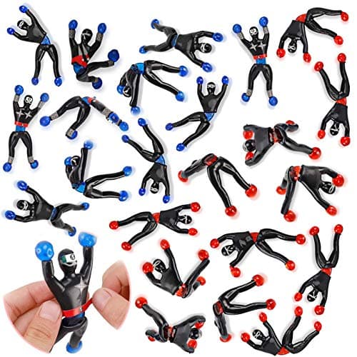 Liberty Imports Sticky Wall Climbing Ninjas with DIY Costume Stickers Stretchy Climbers Window Crawlers Party Favor Tricky Novelty Toys Climbing Rolling Men for Kids Pack of 24