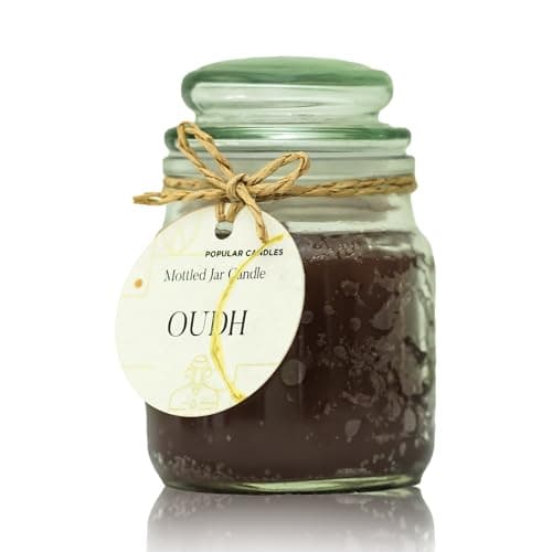 Popular Candles Premium Scented Jar Candle - 3 Ounces, Hand-poured With Oudh, 22-hour Burn Time, Paraben & Phthalate-free, Reusable Glass Jar, Perfect For Gifting, Aromatherapy, Home Decor.