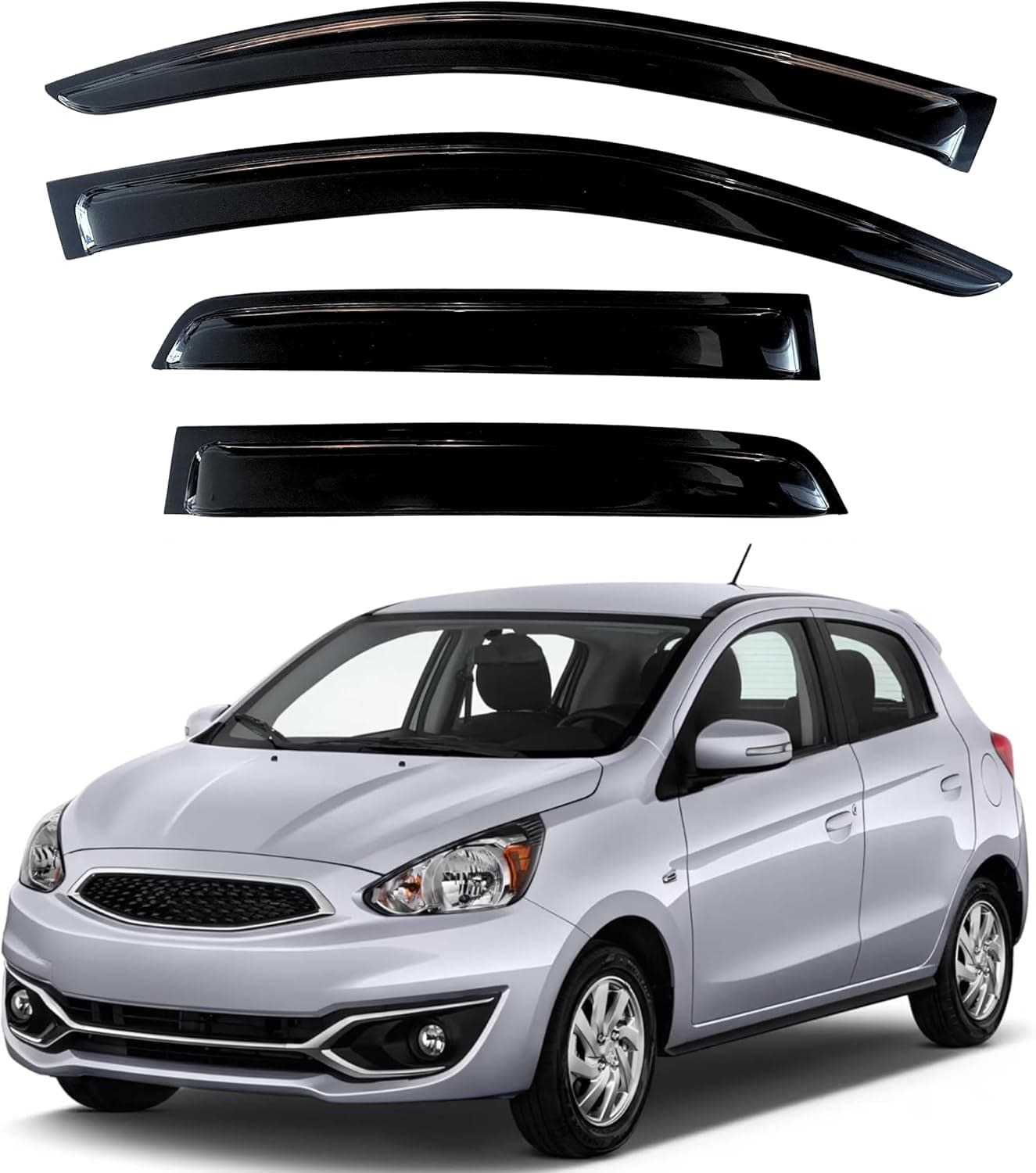KPY Window Visor for Mitsubishi Mirage Hatchback 2014-2020 - 4PC Rain Guard Side Window Deflectors
