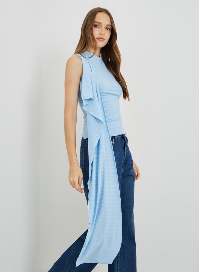 Textured Round Neck Sleeveless Top