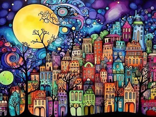 Meothan Diamond Art Kits for Adults 5D DIY Dream House Diamond Painting Kits for Beginners Diamond Dots Gem Arts Crafts Kits for Living Room Bedroom Home Wall Decor Offices16X12 Inch