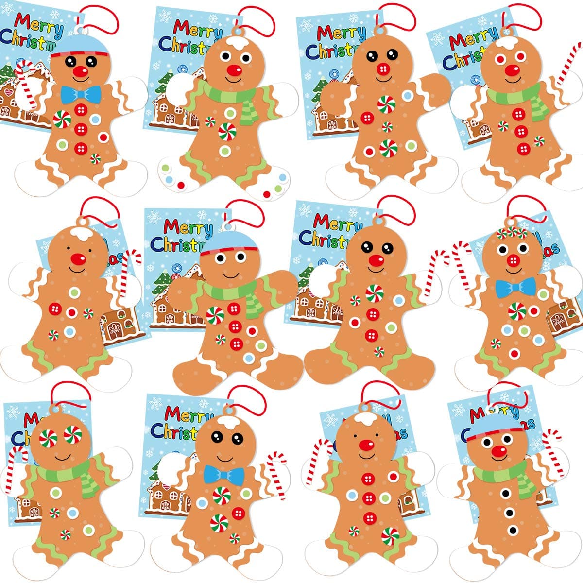 12 Gingerbread Man Craft Kit for Kids DIY Create Your Own Foam Gingerbread Man Ornament SelfAdhesive Sticker Sheets Fun Holiday Gifts