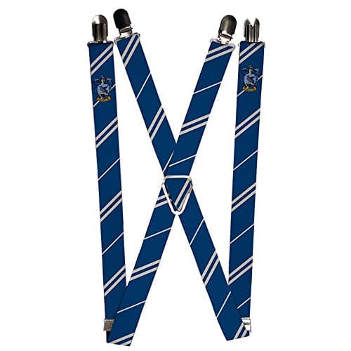Buckle-Down womens Suspenders - Ravenclaw Crest/Stripe Blue/Gray Suspenders, Multicolor, One Size US