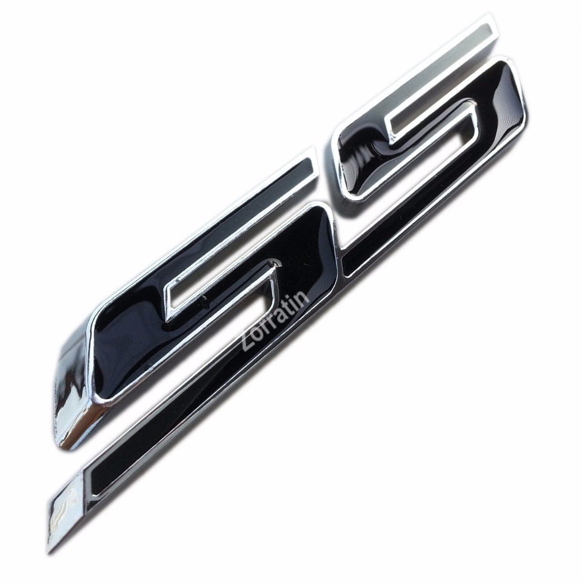 zorratin Slant SS Grill Side Trunk Emblem Badge Decal with Adhesive for Chevrolet Chevy Camaro Impala Malibu Holden 20102025 Black Letter with Chrome Trim