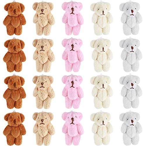 Skylety 20 Pcs Mini Easter Plush Bear 236 Inch Easter Animal Bear Stuffed Small Doll Keychain Gift for Xmas Tree Birthday Holiday Party Favors Stocking StuffersBasic Style