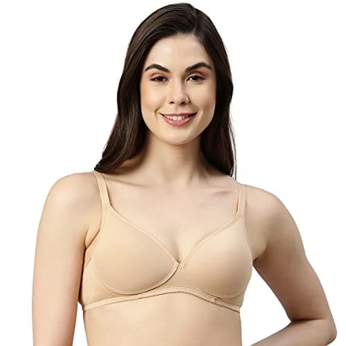 Enamor A039 Perfect Coverage Stretch Cotton T-Shirt Bra- Padded, Wirefree & Medium Coverage Skin