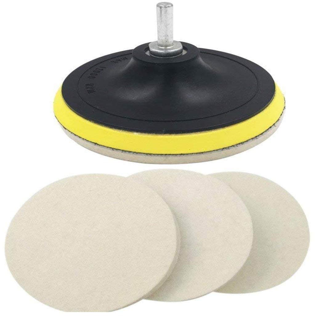 DIY Crafts Pack Of 1 Set/Kit, 2" inch Set/Kit, Wool Felt Disc Polishing Pads and Backing Pad with Drill Adapter Kit to Grind and Polish Glass Plastic(Pack Of 1 Set/Kit, 2" inch Set/Kit)
