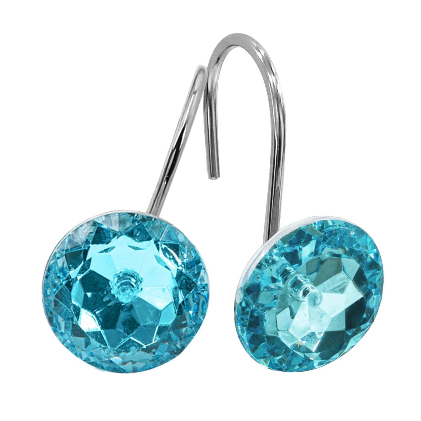 MitoVilla Teal Blue Shower Curtain Hooks Rings Metal Shower Hooks for Turquoise Shower Curtain Liner Aqua Rust Proof Shower Rings for Curtain and Shower Rod 12 Pack Bathroom Set
