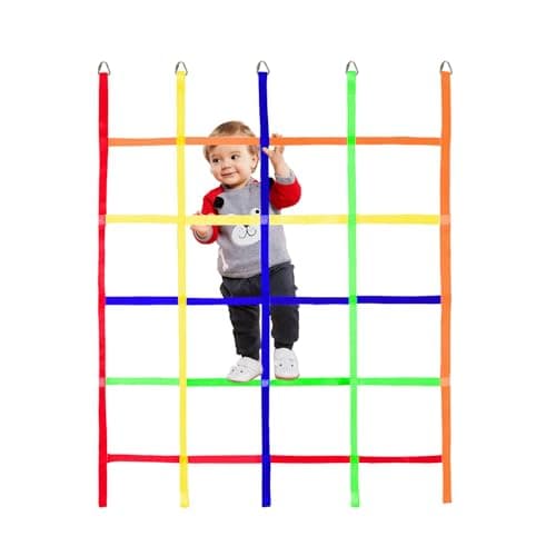GAITWIN Climbing Cargo NetNinja Warrior Obstacle Course for KidsRope Net Ladder Monkey Bars for Rock Wall Jungle Gyms Playground Ribbon Training for Indoor and Outdoor Swing Set Tree House