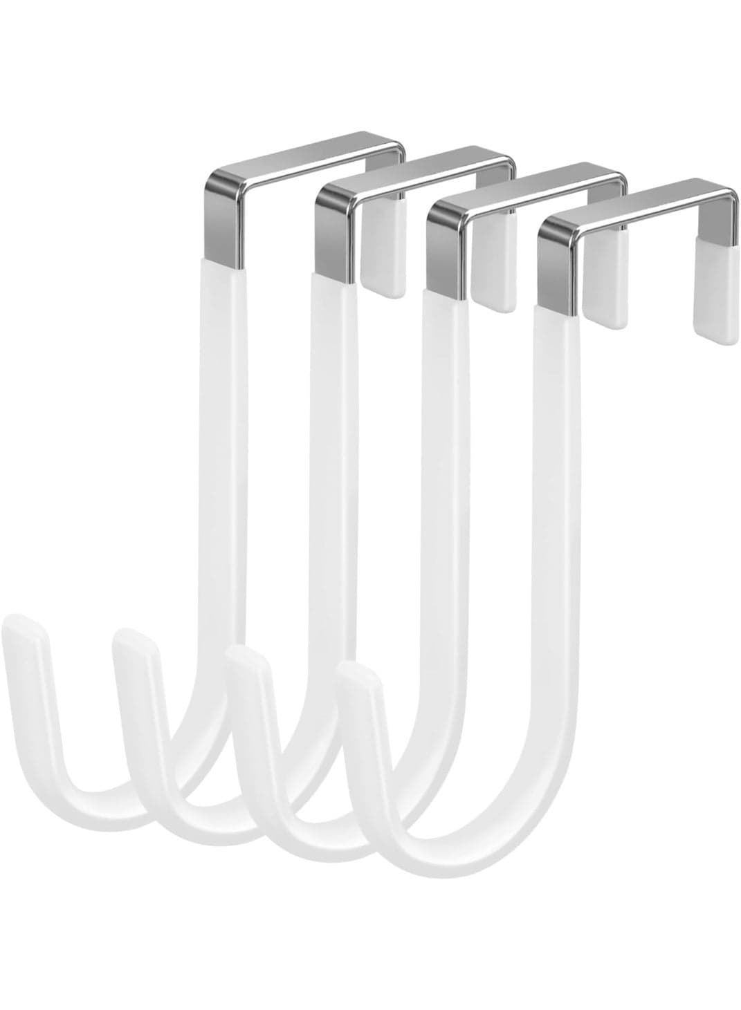 4 Pack Over The Door Hook, Door Hooks, Rubber Surface Prevent Scratche Door Hanger Hooks for Bathroom, Living Room, Kitchen, Hanging Clothes, Towels, Bags(White)