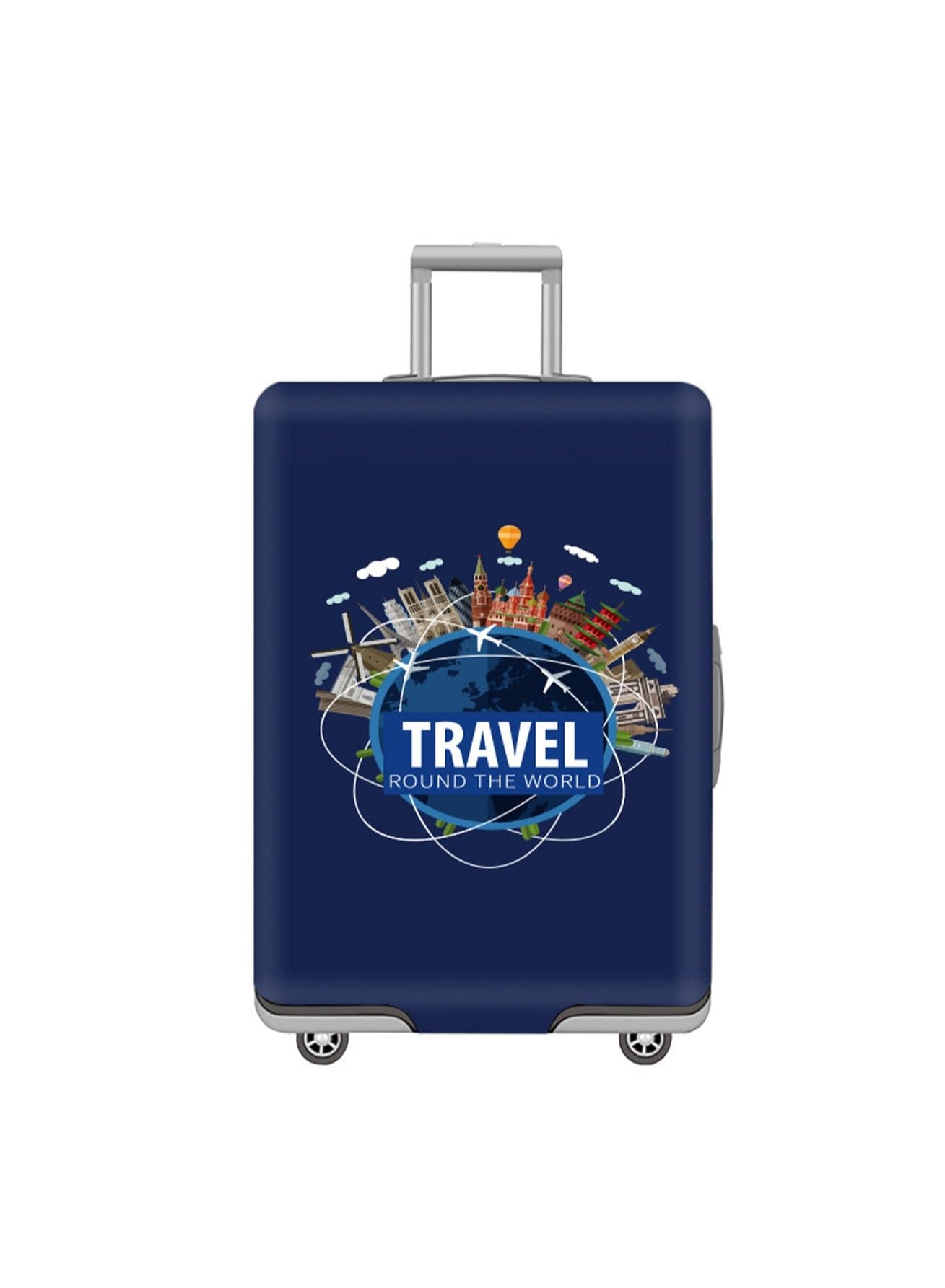 M Thickened Luggage Cover, World Tour Navy Blue High Quality Travel Luggage Cover, Suitable For Wheeled Luggage, Waterproof, Dustproof And Scratch-Resistant Luggage Cover