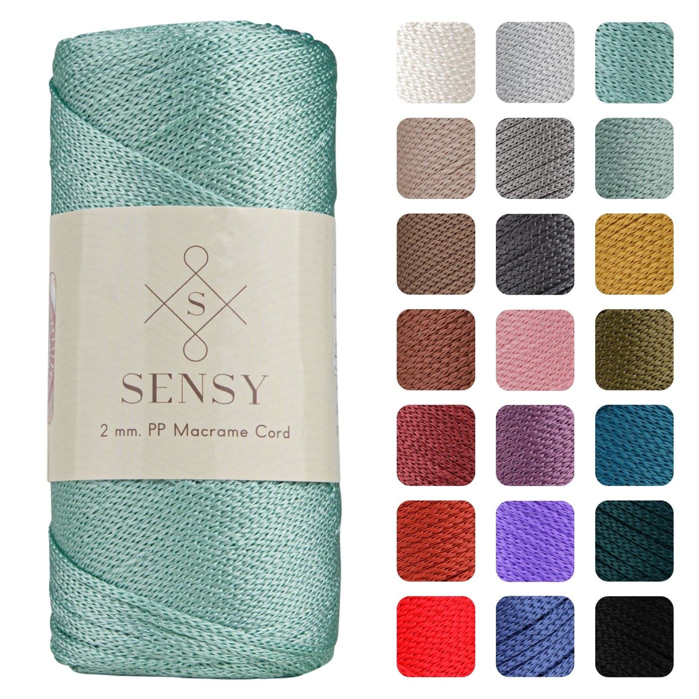 Sensy Premium 2mm 251 Yards Polyester Rope 100 Polypropylene Cord Macrame Cord 2mm Crochet Bag Cord Macrame Rope Crochet Thread Gift for Knitter Mint