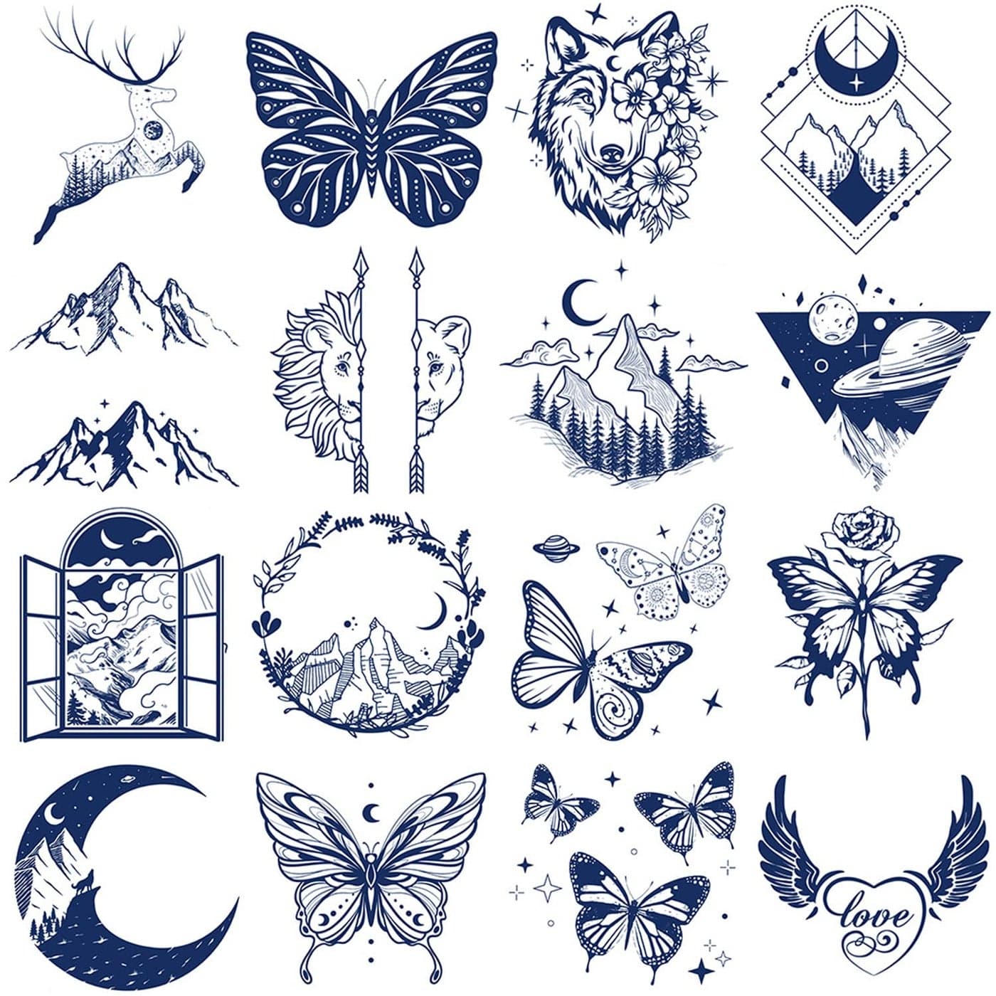 Ooopsiun Semi-Permanent Tattoos for Women Girls - Realistic Mountain Butterfly Temporary Tattoos/Waterproof/Lasts 1-2 Weeks/Fades Naturally/Body Art Stickers