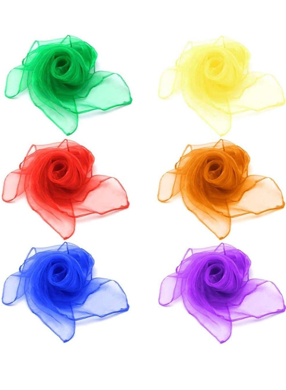 6 Pcs Dance Scarves, Square Scarf with Hemmed Edges Easy Clean Ideal Performance Props Accessories, Juggling Scarves Hemmed Square Dance Scarves, 6 Colors