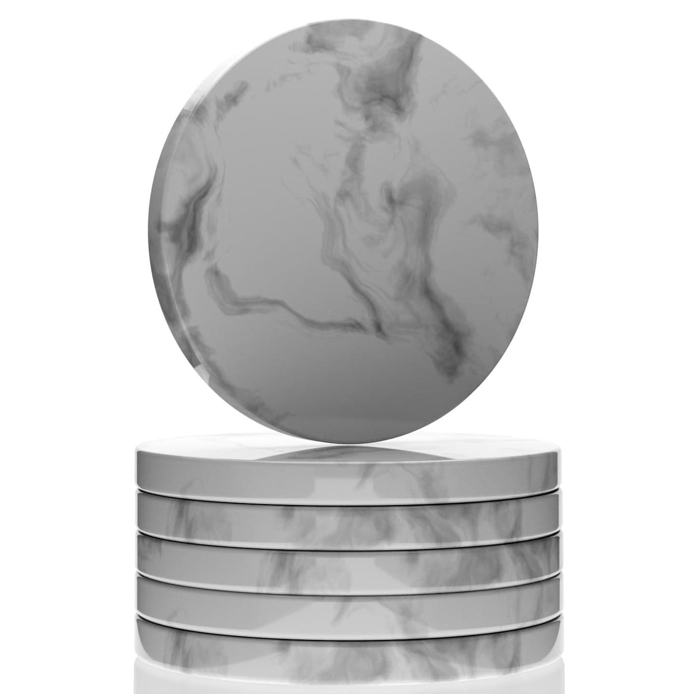 Set of 6 White Marble Stone Coasters Polished Coasters 35 Inches 9 cm in Diameter Protection from Drink Rings CraftsOfEgypt