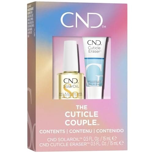 CND Cuticle Couple SolarOil Cuticle Eraser Natural Blend Oils Moisturizes and Conditions Skin Gentle Exfoliator 05 fl oz