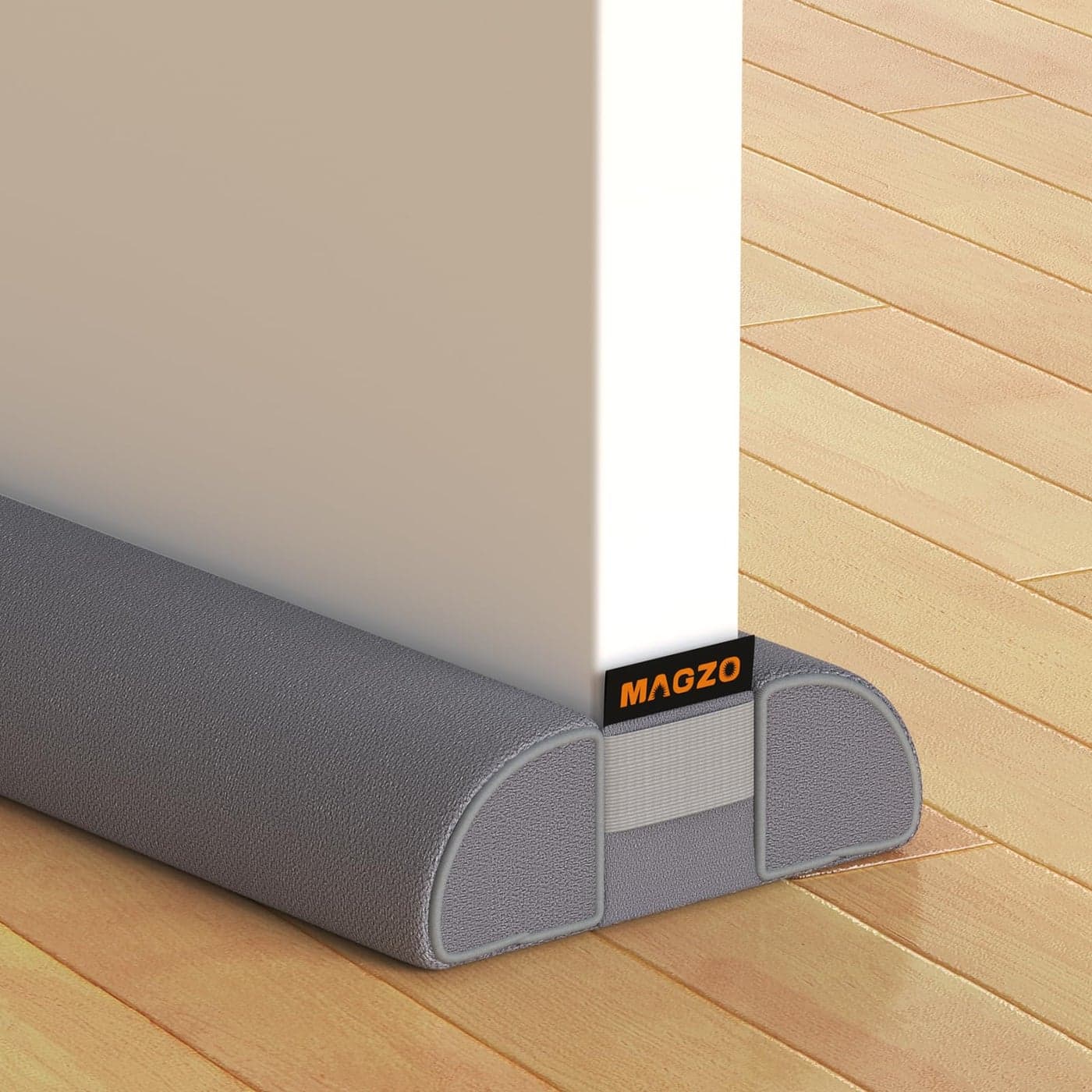 MAGZO Door Draft Stopper 30 Inch Adjustable Under Door Gap Filler Fits 26 30 Bottom Widths Seals Gaps up to 17 Soundproof Sweep Blocks Air Noise Light Dust Grey