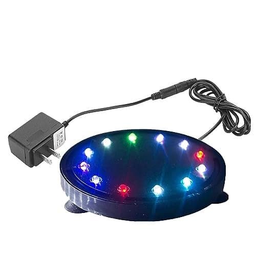 JackSuper 5 inch 12 LED Aquarium Bubble Light Air Stone, Fish Tank LED Air Bubbler Light Submersible Air Pump Bubble Stone Lamp for Turtle Fish Tank Decoration
