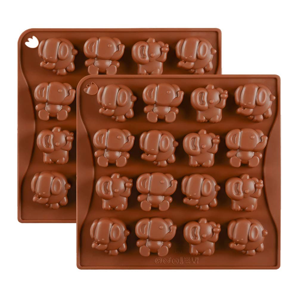 2 Pack Elephant Chocolate Candy Molds Elephant Silicone Keto Fat Bombs Molds Mini Soap Crayon Melt Resin Mould Ice Cube Tray Baby Shower Party Favors Supplies