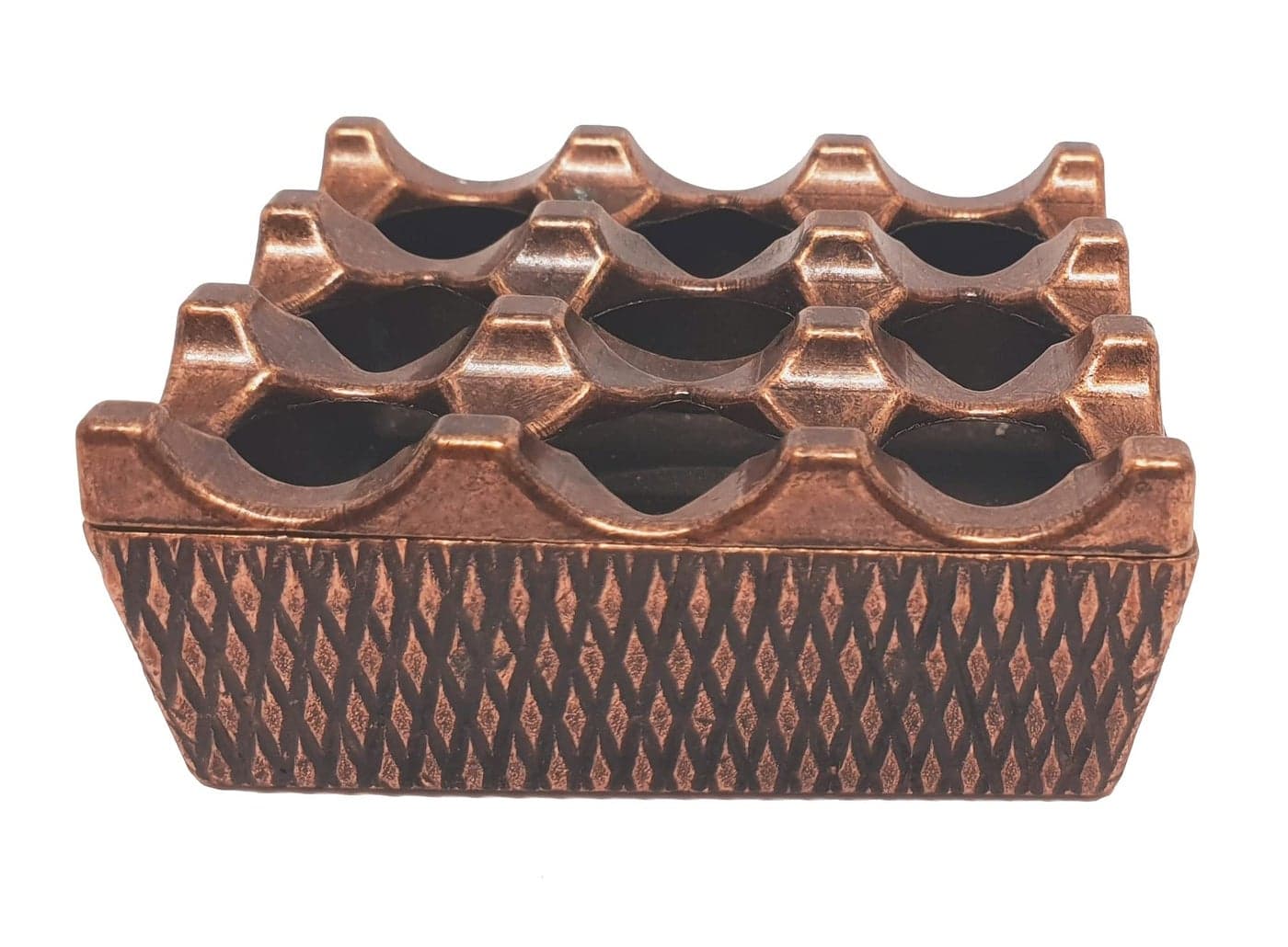 DLK - Modern Design Metal 9 Hollow Grid Cigarette Ashtray - Indoor or Outdoor Cigarette Ashtray - Ash Container for Smoker - Ash tray is Made Grid Lid and as Aluminum Body, Copper