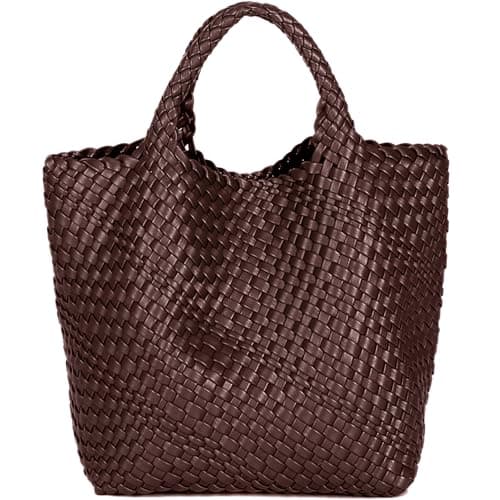 JINMANXUE Fashion Woven Bag Shopper Bag Travel Handbags and Purses Women Tote Bag Large Capacity Shoulder Bags (Coffee)