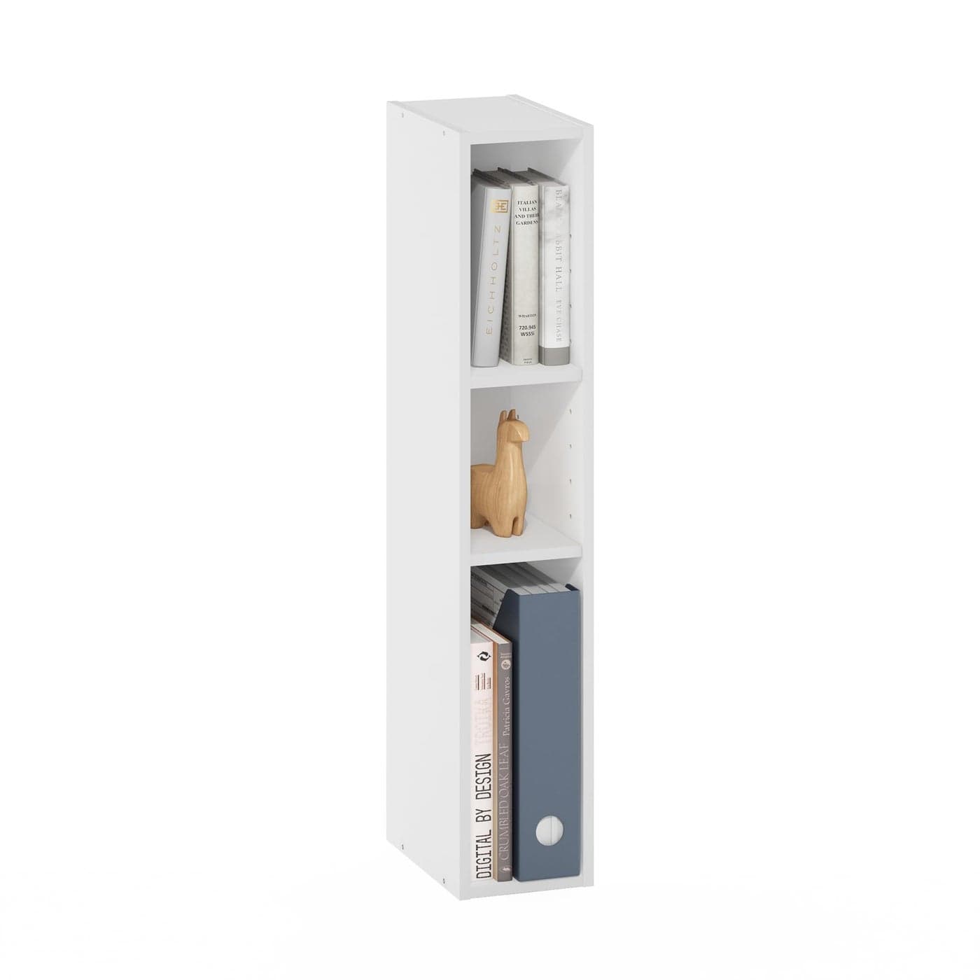 Furinno Fulda 3Tier Space Saving Storage Shelf Bookcase 6Inch Width White