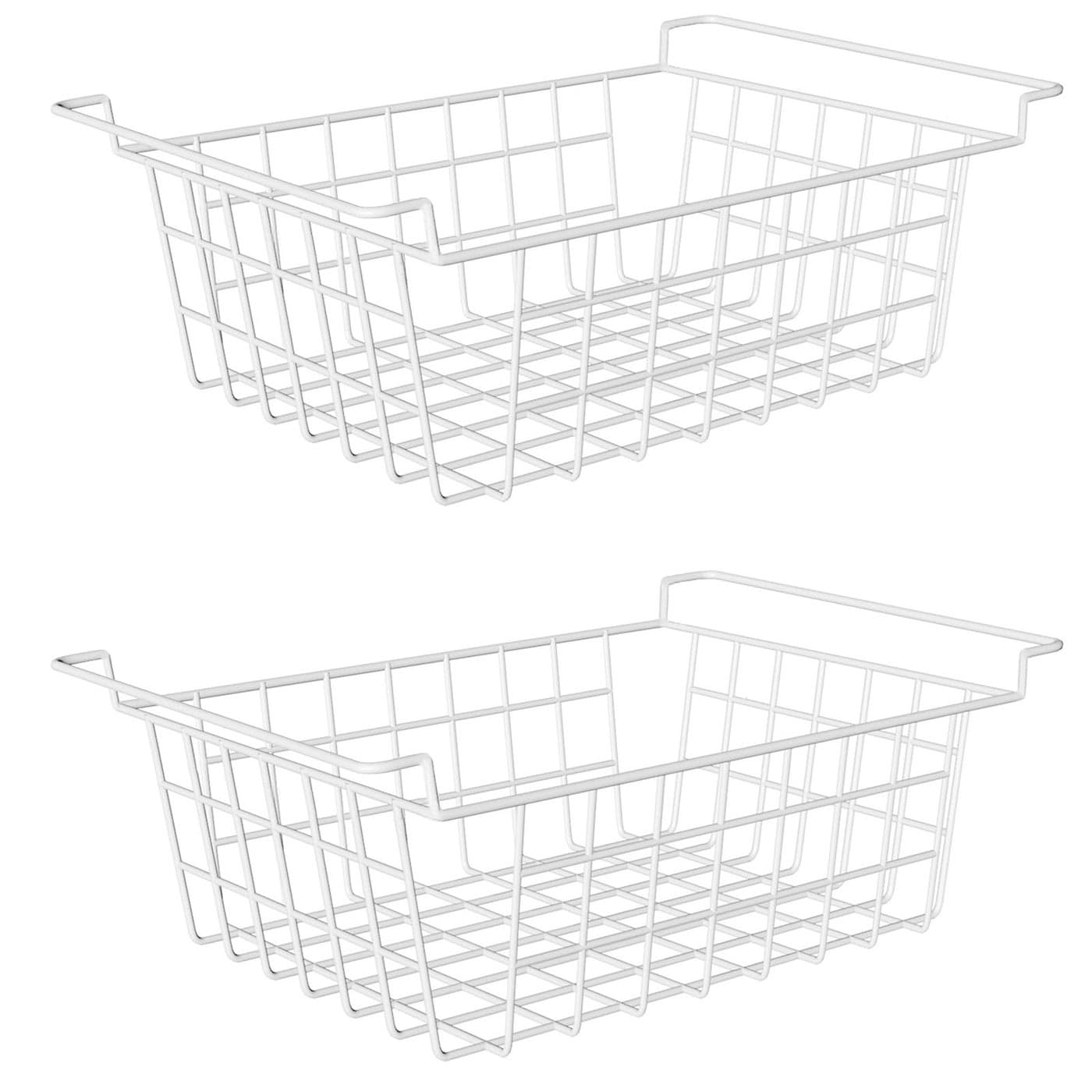 Orgneas 165 Chest Freezer Organizer Bins Deep Freezer Basket Storage Rack Bins Metal Wire Baskets Large Size 2Pcs